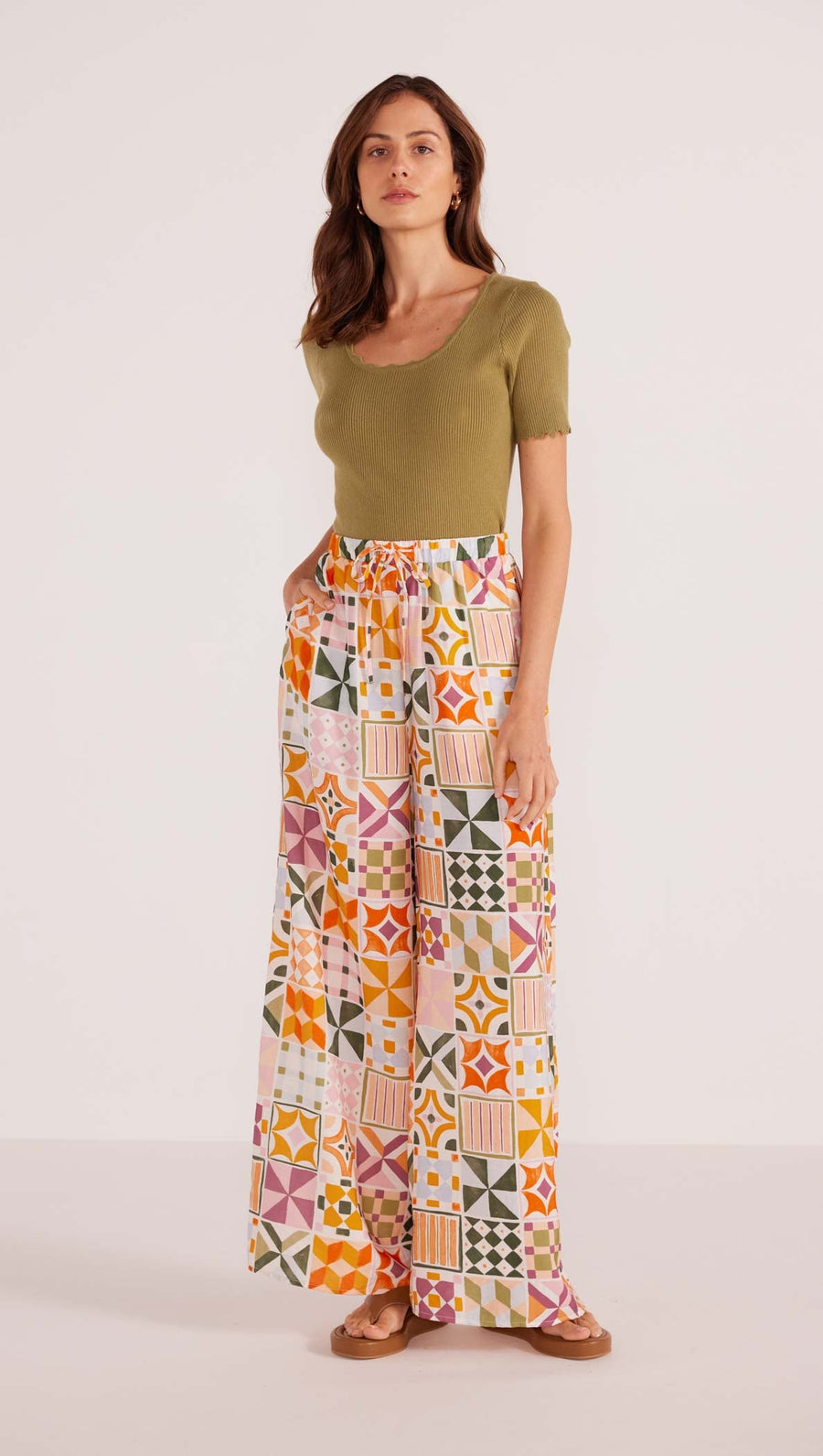 Minkpink - Louisa Wide Leg Pant in Mosaic-Geo