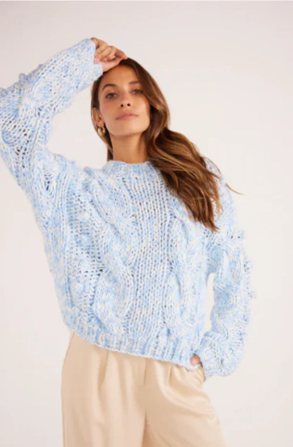 Minkpink - Lucero Cable Knit Jumper in Baby Blue