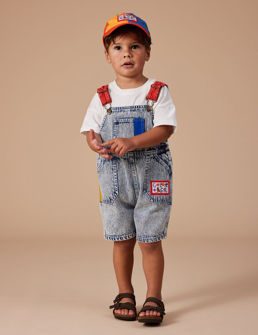 GOLDIE + ACE - Burton Colour Pop Cargo Denim Overalls in Light Denim