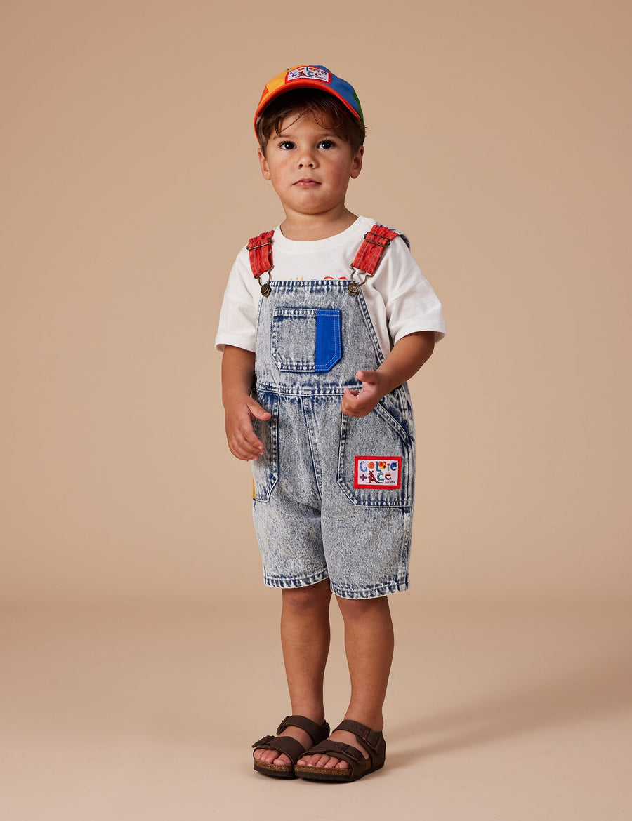 GOLDIE + ACE - Burton Colour Pop Cargo Denim Overalls in Light Denim