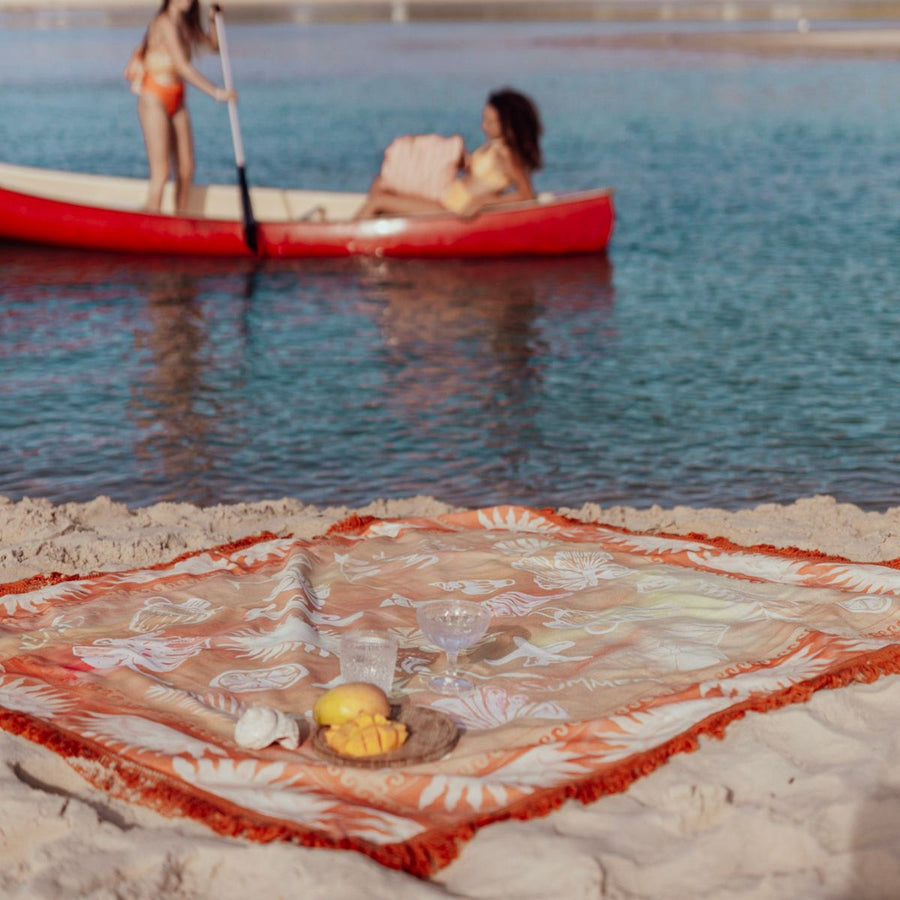 Wandering Folk - Sol Picnic Rug in Tangerine