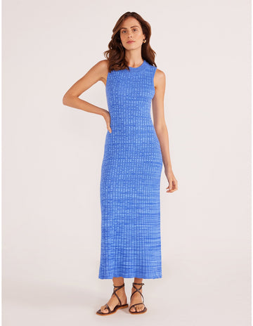 Minkpink - Harper Rib Knit Midi Dress in Saphire