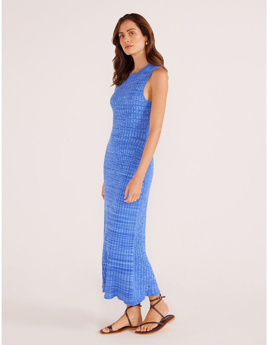 Minkpink - Harper Rib Knit Midi Dress in Saphire