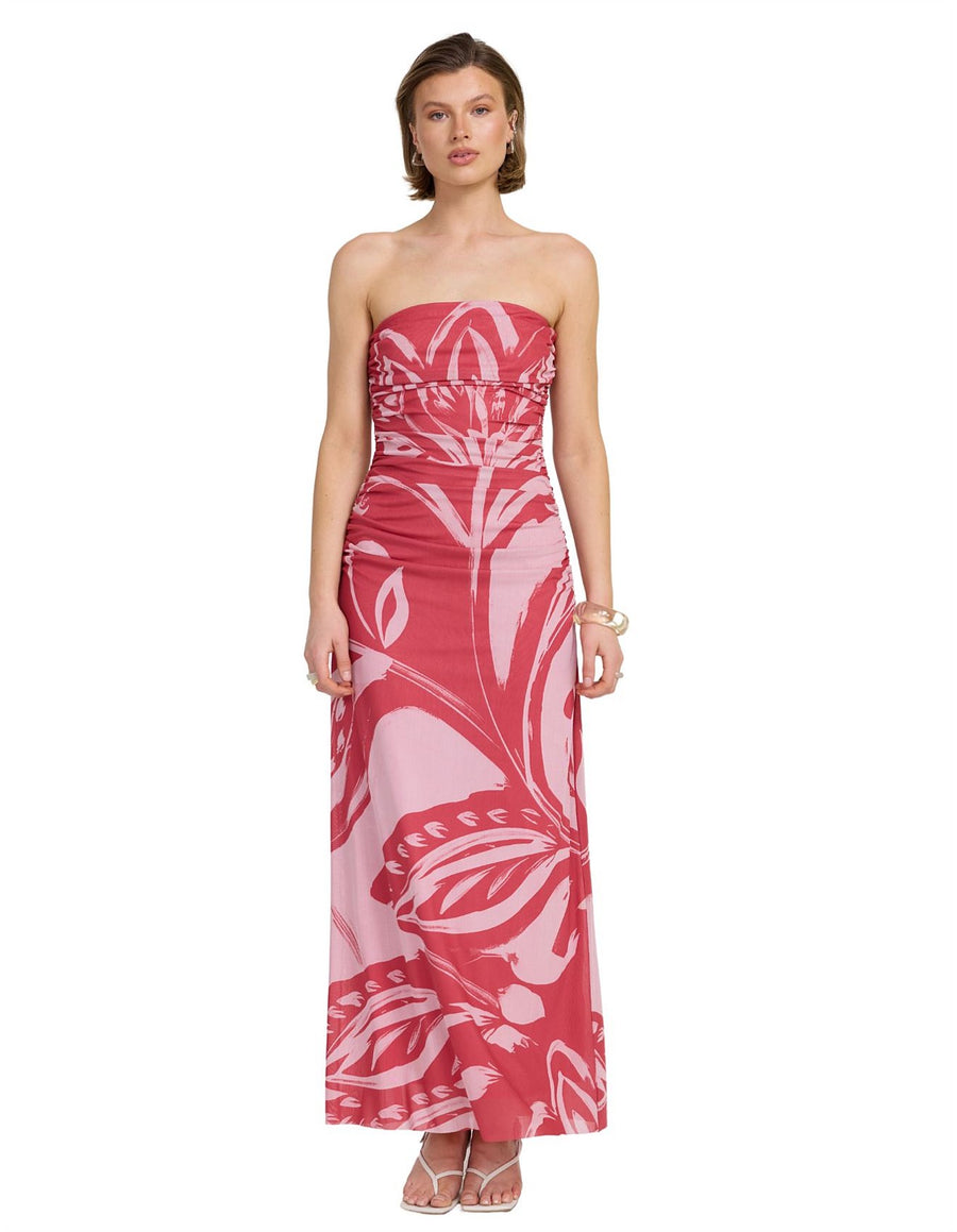 Sovere - Flora Strapless Dress in Hibiscus