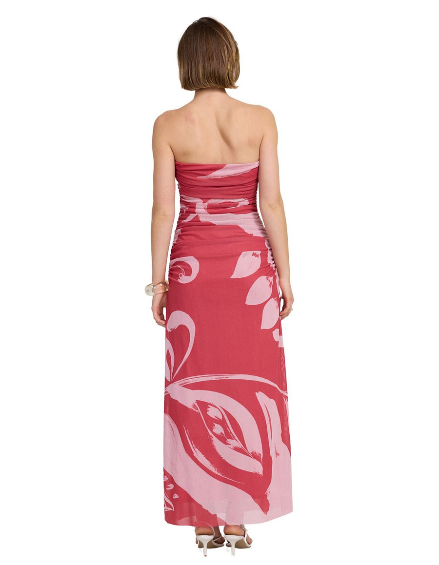 Sovere - Flora Strapless Dress in Hibiscus