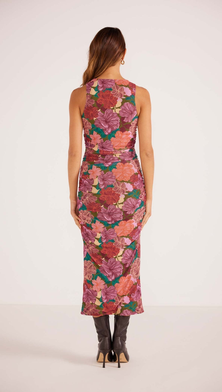 Minkpink - Zora Ruched Midi Dress in Fall Floral