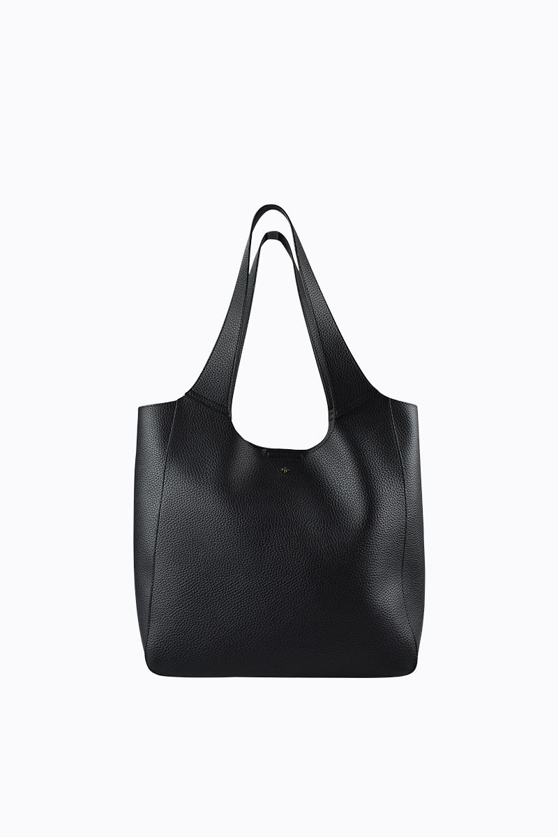 PETA + JAIN - Tayla Slouch Tote in Black Pebble/Gold