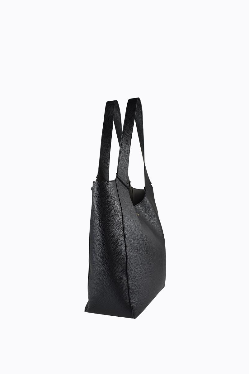 PETA + JAIN - Tayla Slouch Tote in Black Pebble/Gold