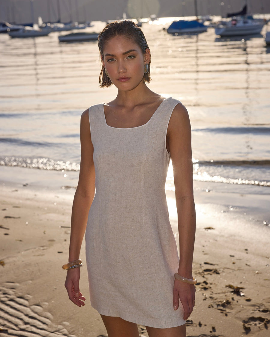 Staple the Label - Alba Mini Dress in Natural-Marle