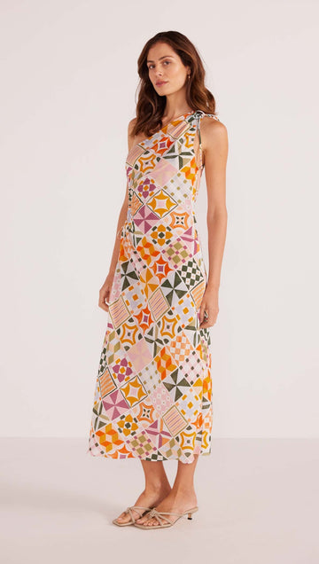 Minkpink - Louisa One Shoulder Midi Dress in Mosaic-Geo