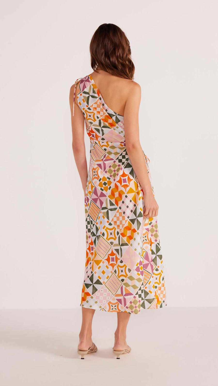 Minkpink - Louisa One Shoulder Midi Dress in Mosaic-Geo