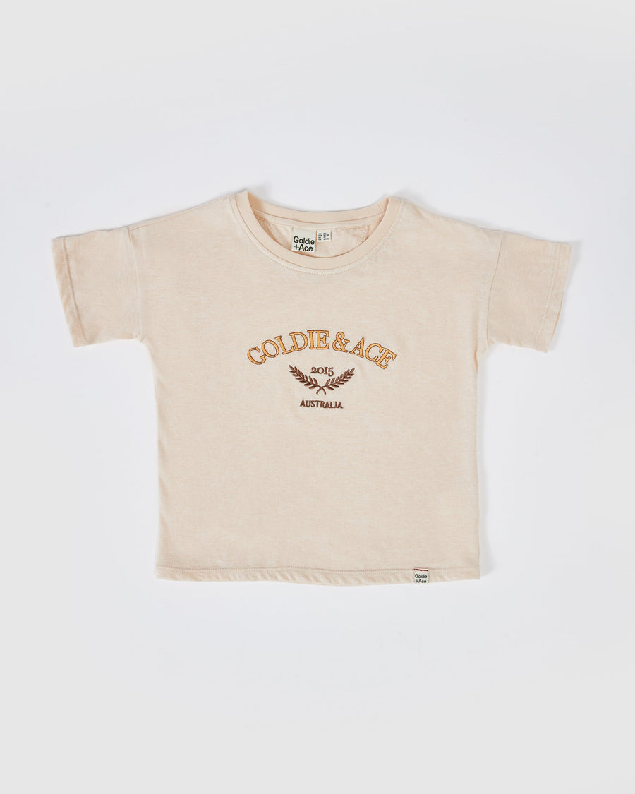 GOLDIE + ACE - Legacy Embroidered T-Shirt in Oatmeal