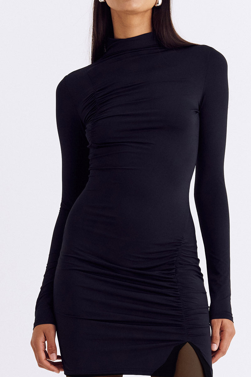 Suboo - Auguste Funnel Neck Mini Dress in Black