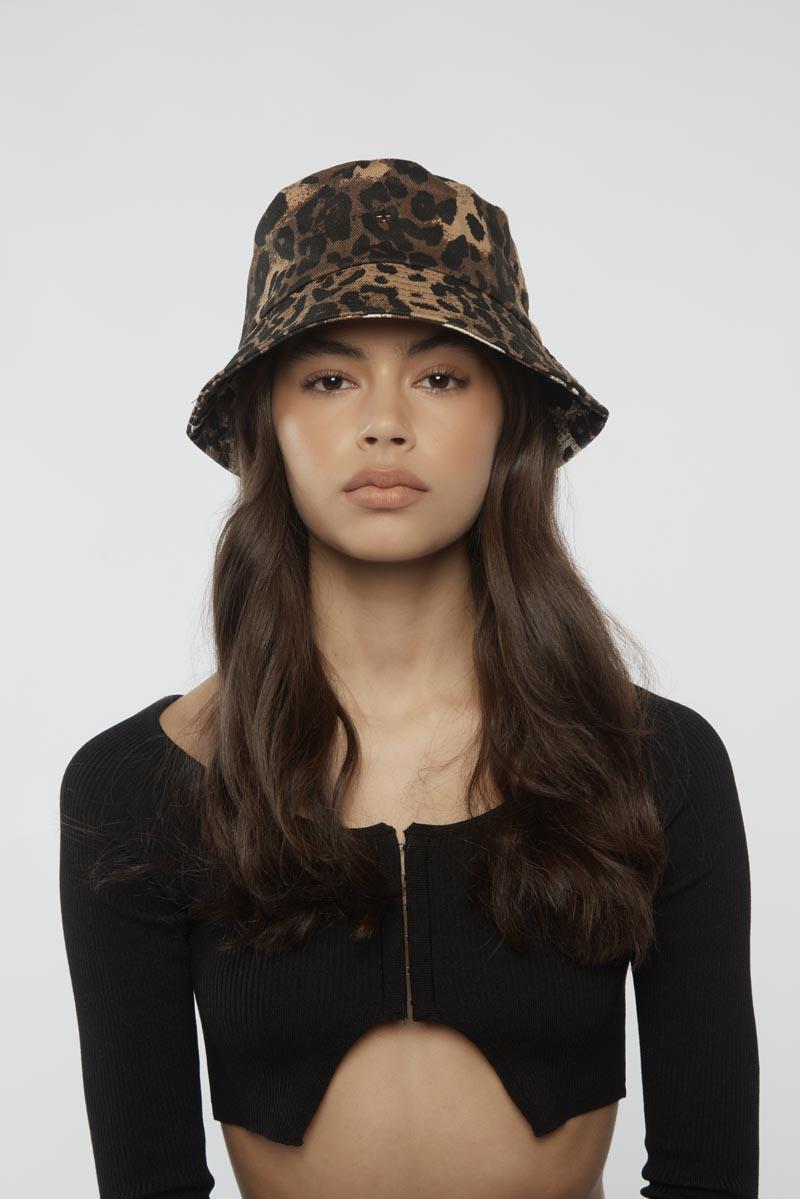 PETA + JAIN - Bobbi Canvas Bucket Hat in Leopard Canvas/Gold