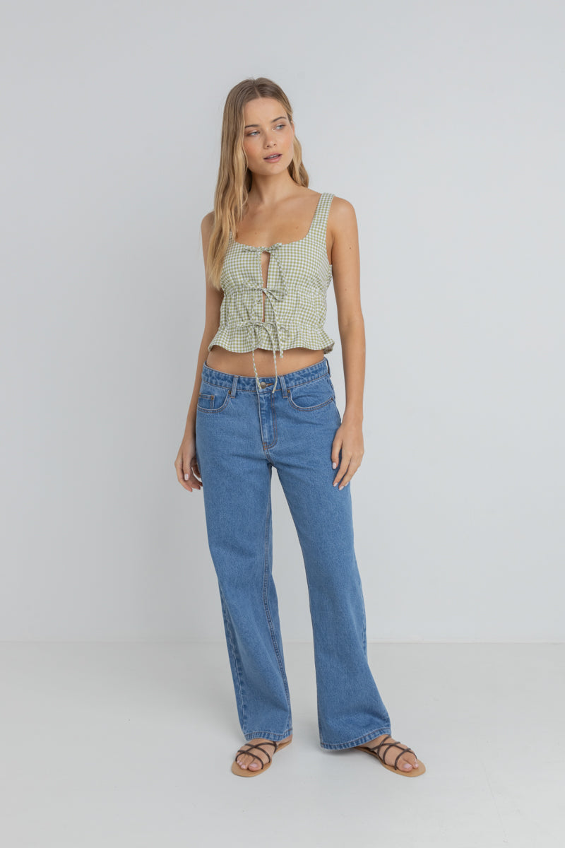 RHYTHM - Gloria Tie Front Top in Green