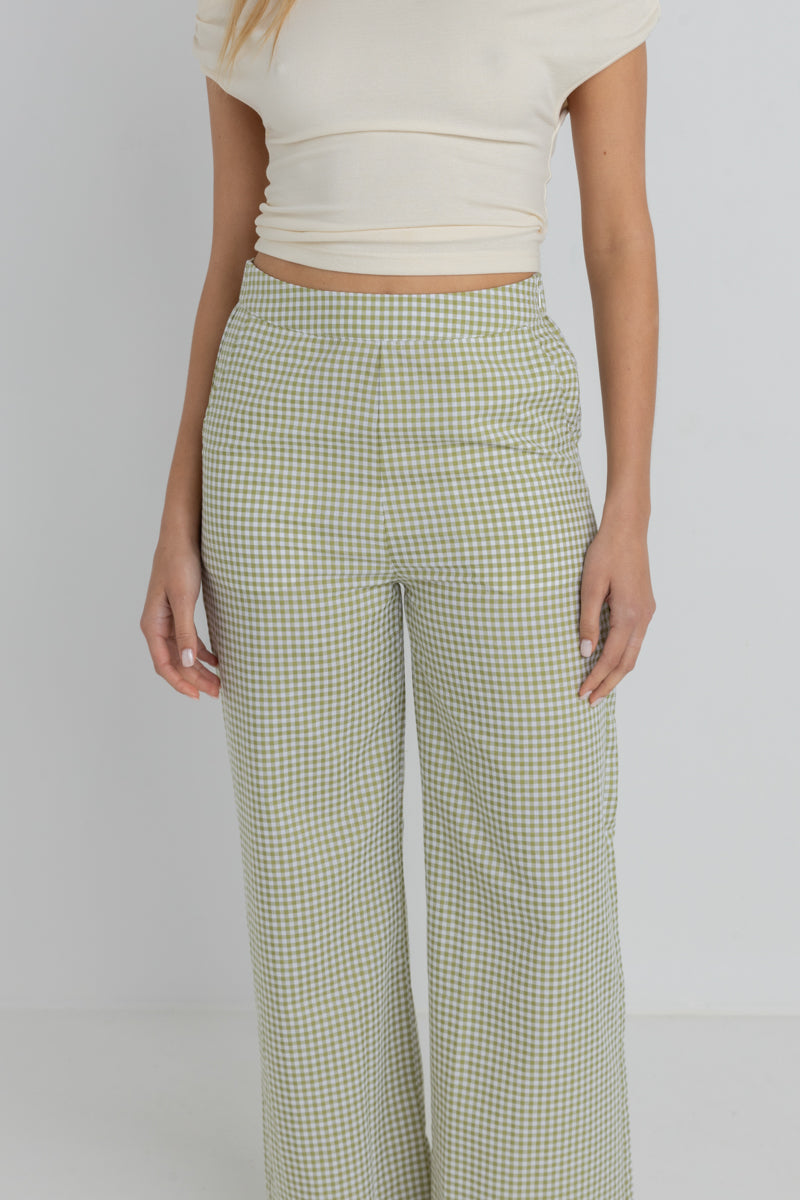 RHYTHM - Lana Gingham Pants in Green