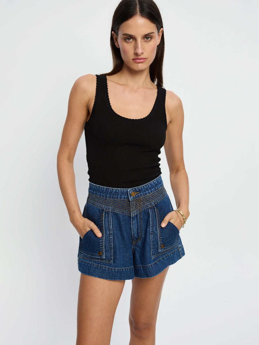 Kivari -Celene Denim Short in Indigo Blue