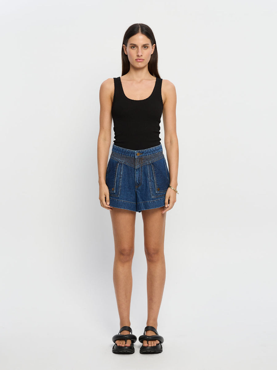 Kivari -Celene Denim Short in Indigo Blue