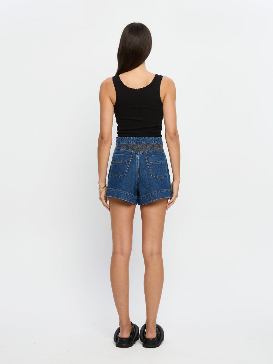 Kivari -Celene Denim Short in Indigo Blue