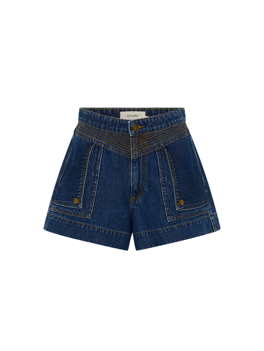 Kivari -Celene Denim Short in Indigo Blue