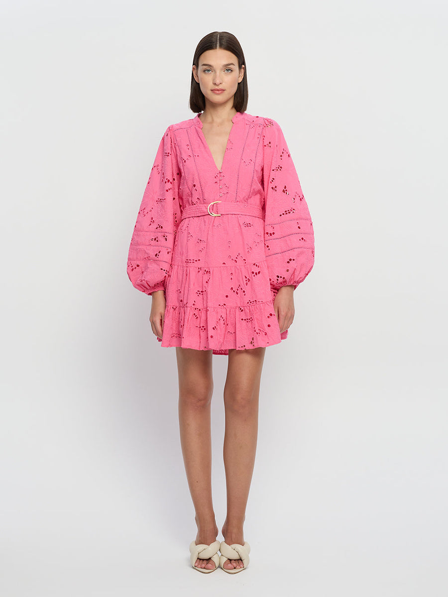 Kivari - Corfu Mini Dress in Pink Embroidery