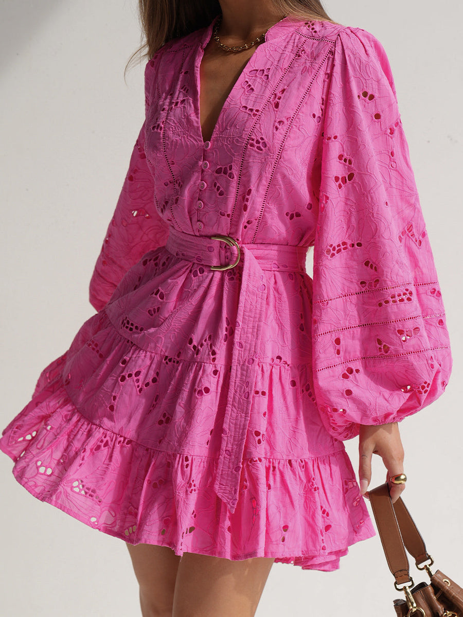 Kivari - Corfu Mini Dress in Pink Embroidery