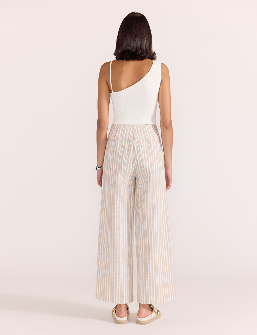 Staple the Label - Edra High Waist Pant in Beige/White Stripe