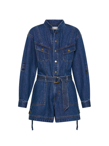 Kivari - Elena Denim Playsuit in Indigo