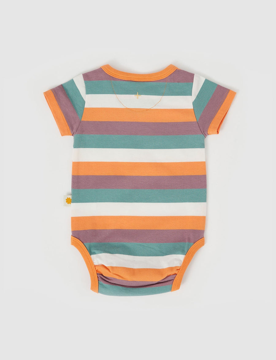 GOLDIE + ACE - Nostalgia Stripe Embroidered Short Sleeve  Bodysuit in Golden Multi