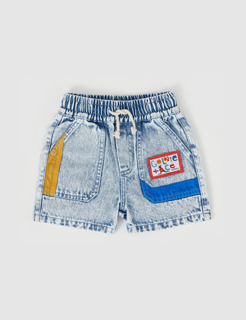 GOLDIE + ACE - Noah Colour Pop Cargo Short in Light Denim