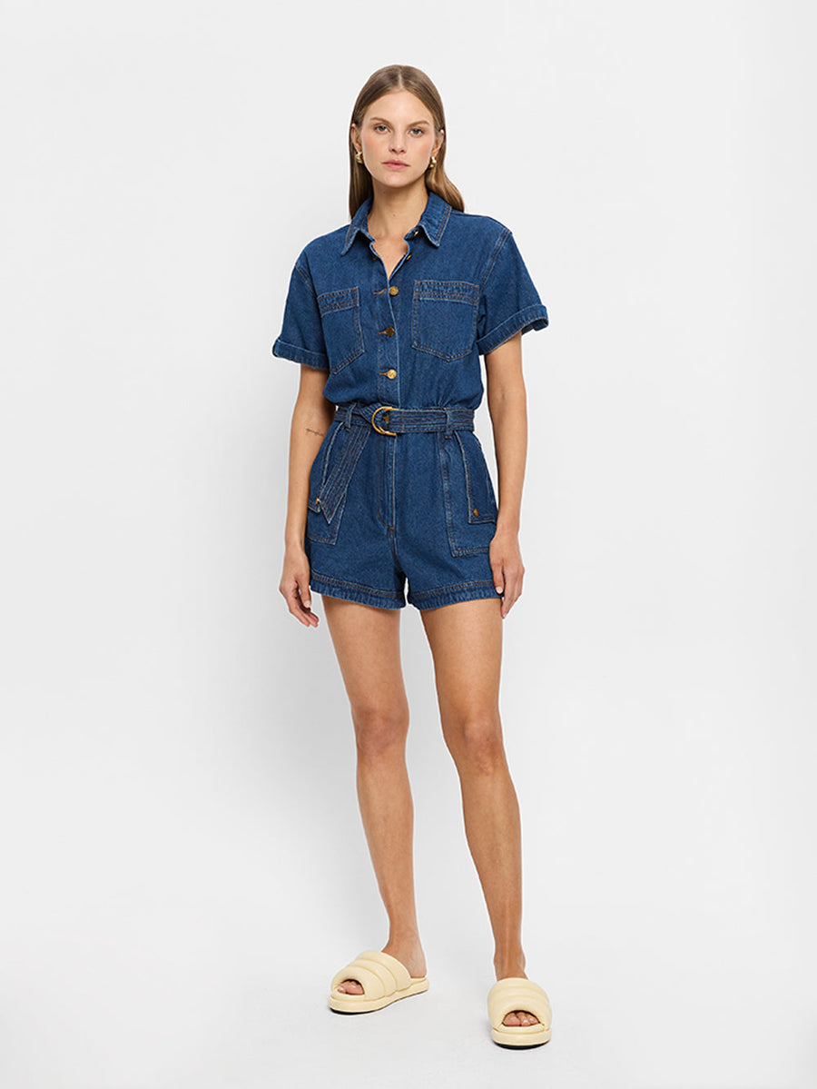 Kivari - Georgie Playsuit in Indigo Blue