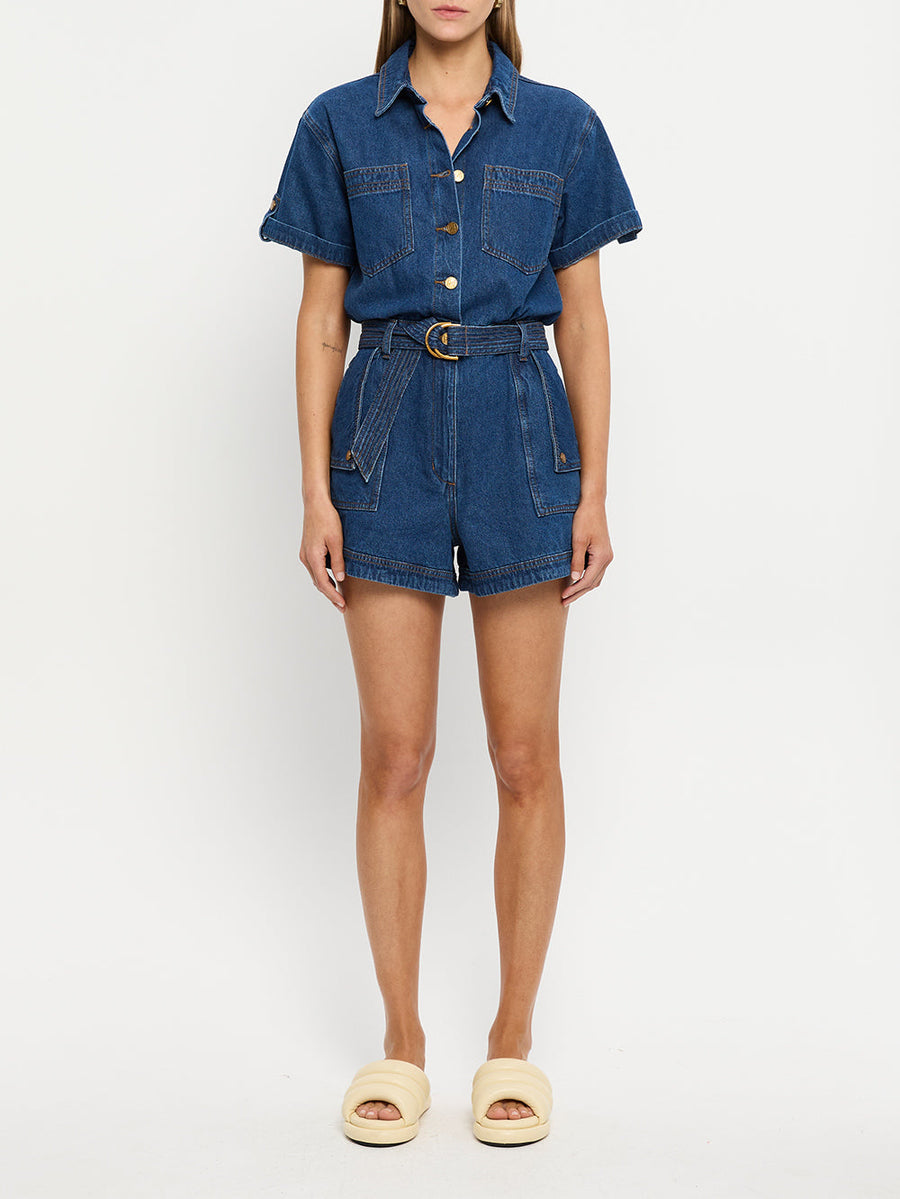 Kivari - Georgie Playsuit in Indigo Blue