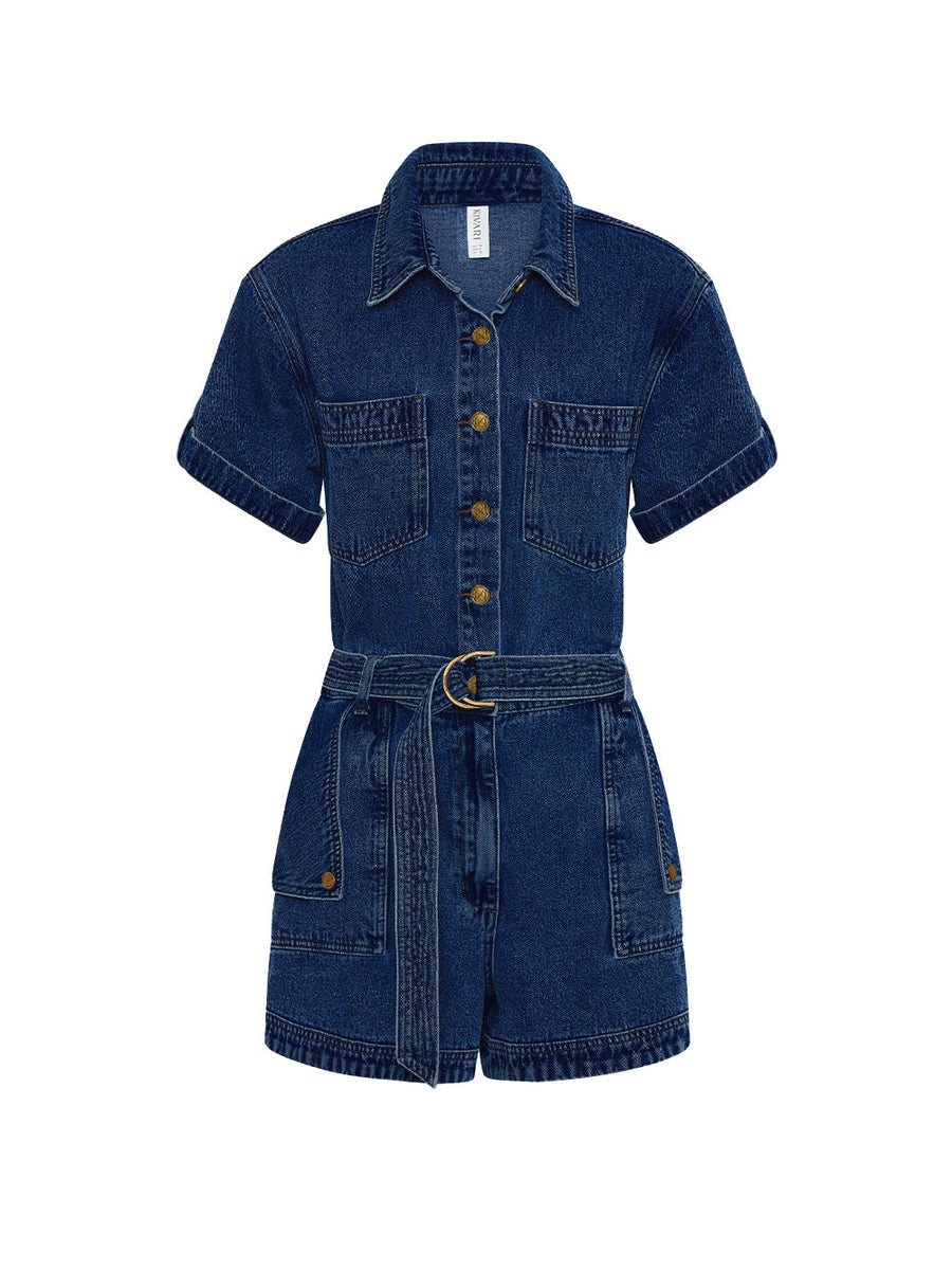 Kivari - Georgie Playsuit in Indigo Blue