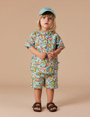 GOLDIE + ACE - Noah Dino Jungle Denim Short in Sea Foam