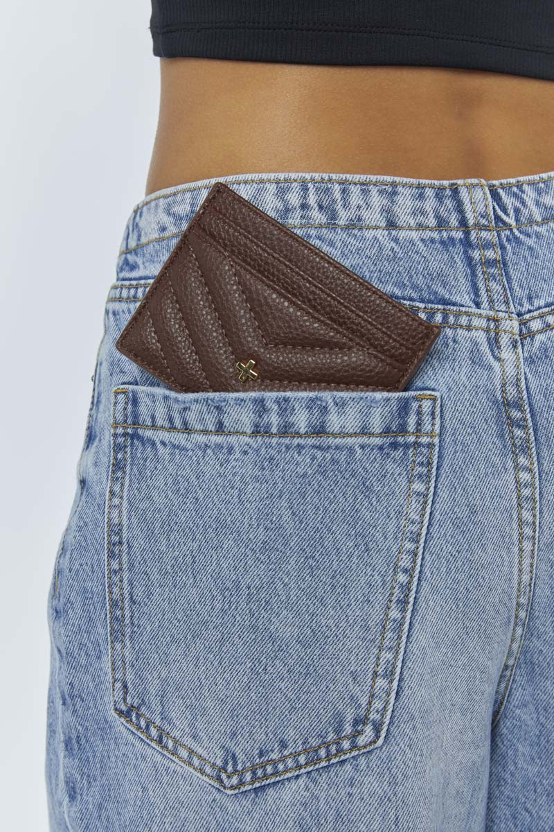 PETA + JAIN - Izzy Card Holder in Chocolate Pebble/Gold