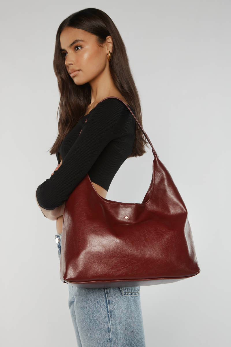 PETA + JAIN - Jami Slouch Tote in Cherry Crinkle/Gold