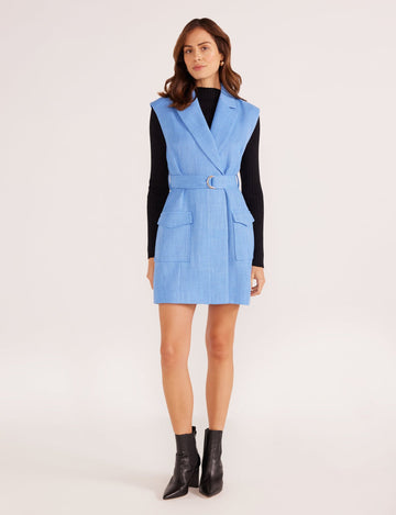 Minkpink - Lucy Belted Blazer Mini Dress in Light Blue