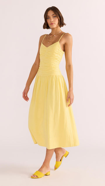 Minkpink - Ophelia Rouched Midi Dress in Lemon