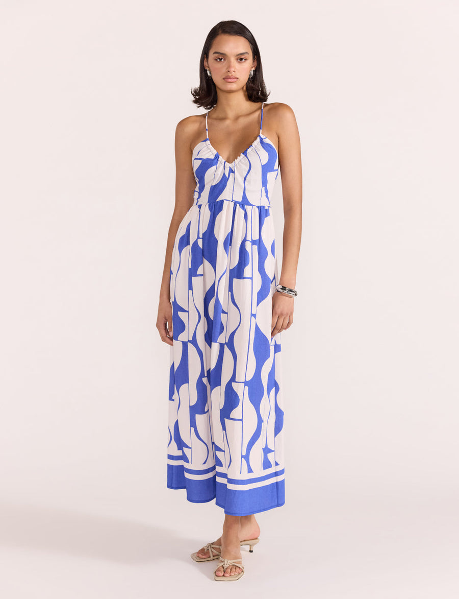 Staple the Label - Santi Midi Dress in Blue/White