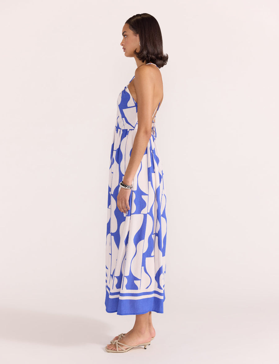 Staple the Label - Santi Midi Dress in Blue/White