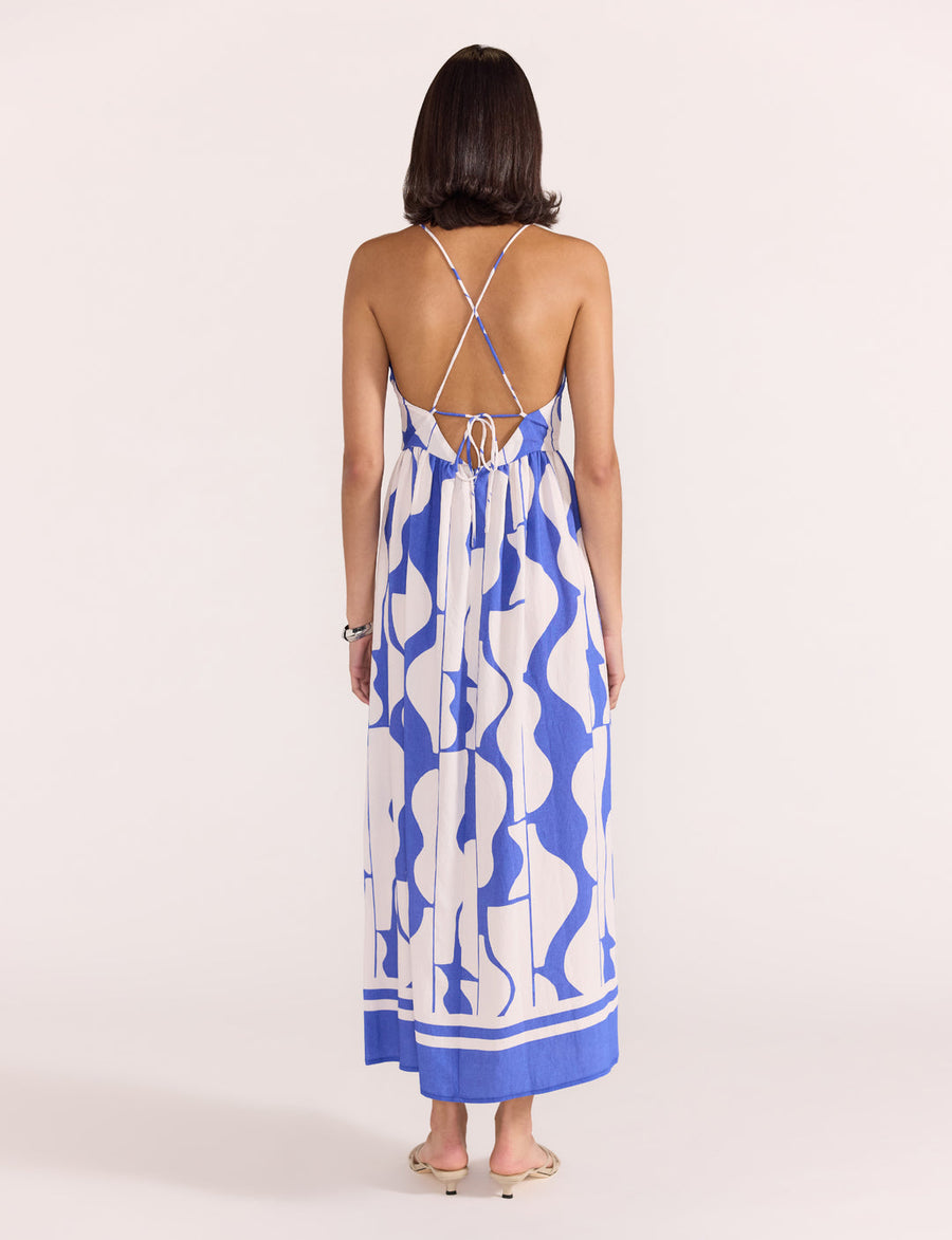 Staple the Label - Santi Midi Dress in Blue/White