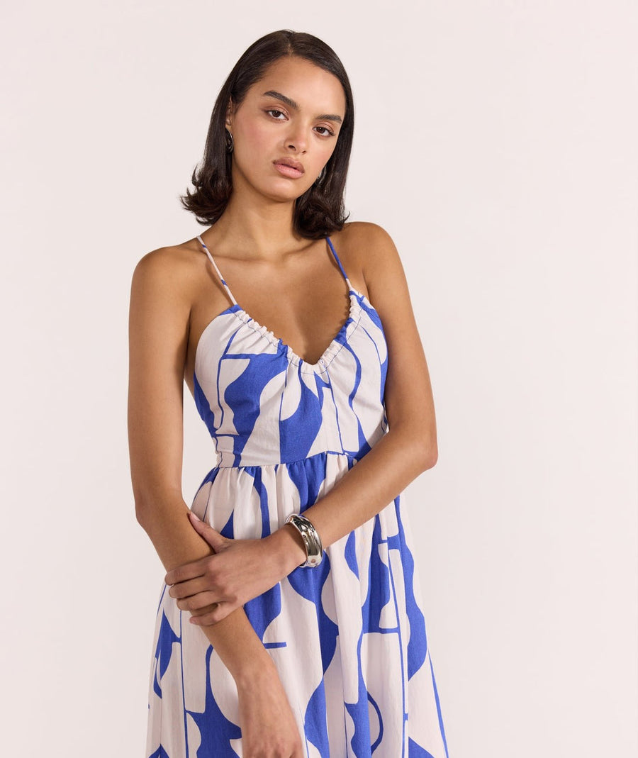 Staple the Label - Santi Midi Dress in Blue/White