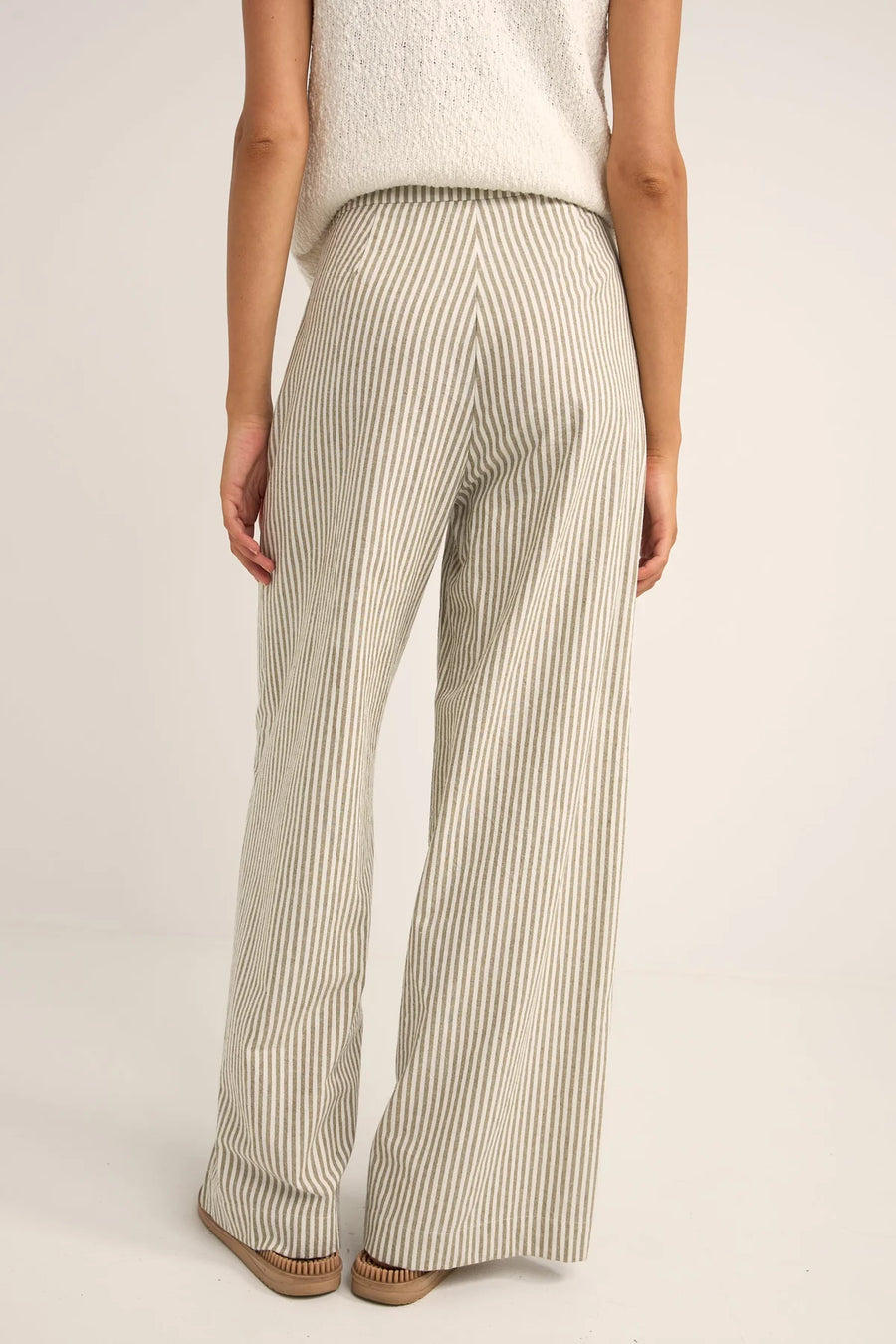 Rhythm - Valley Stripe Wide Leg Pant in Ivy