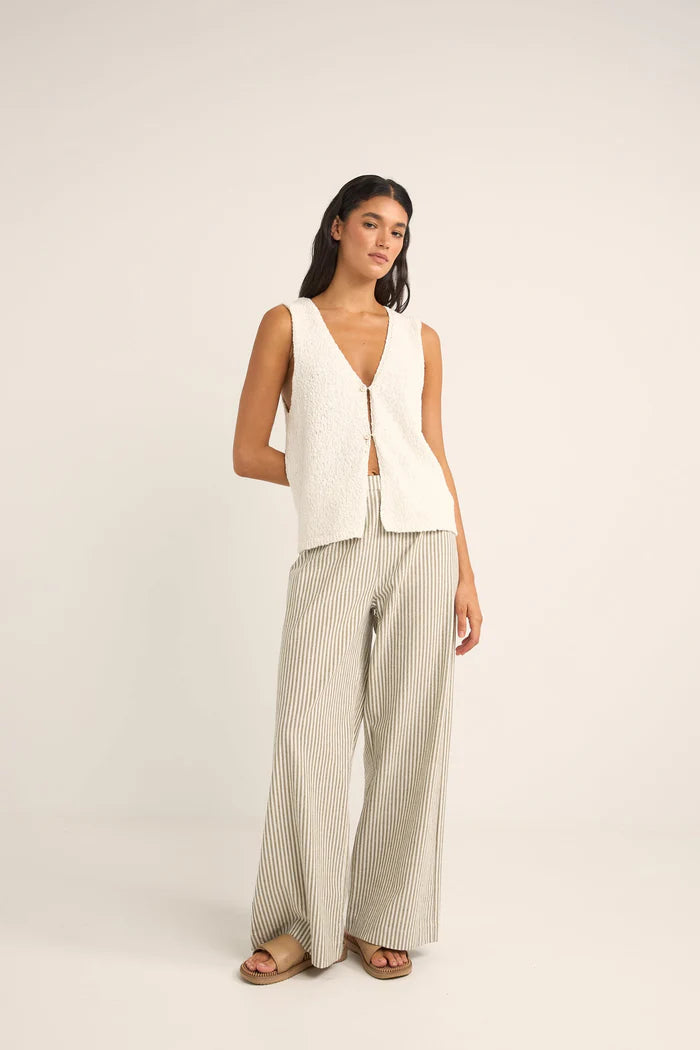 Rhythm - Valley Stripe Wide Leg Pant in Ivy