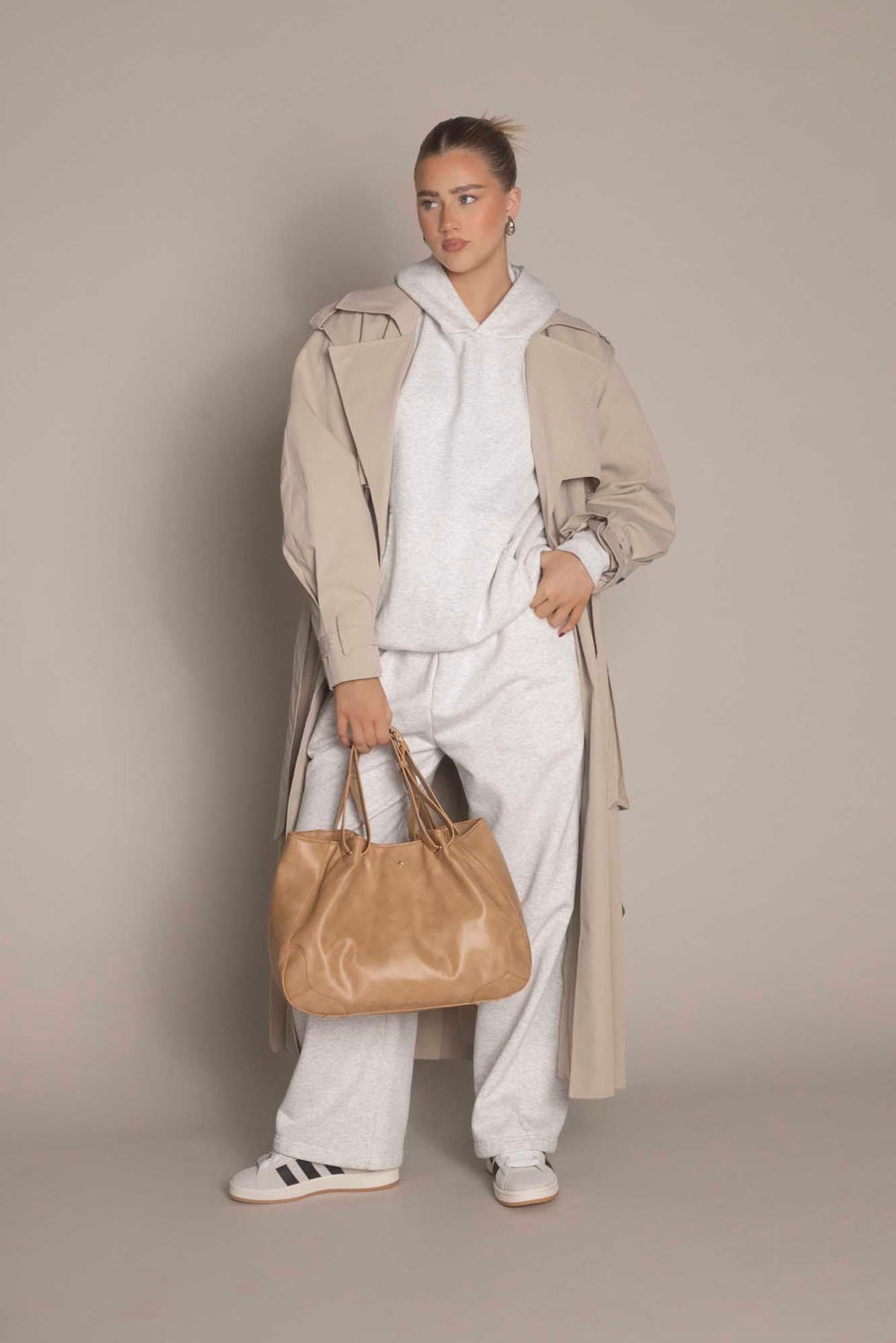 PETA + JAIN - Waverly Faux Nubuck Tote in Camel/Nubuck/Gold