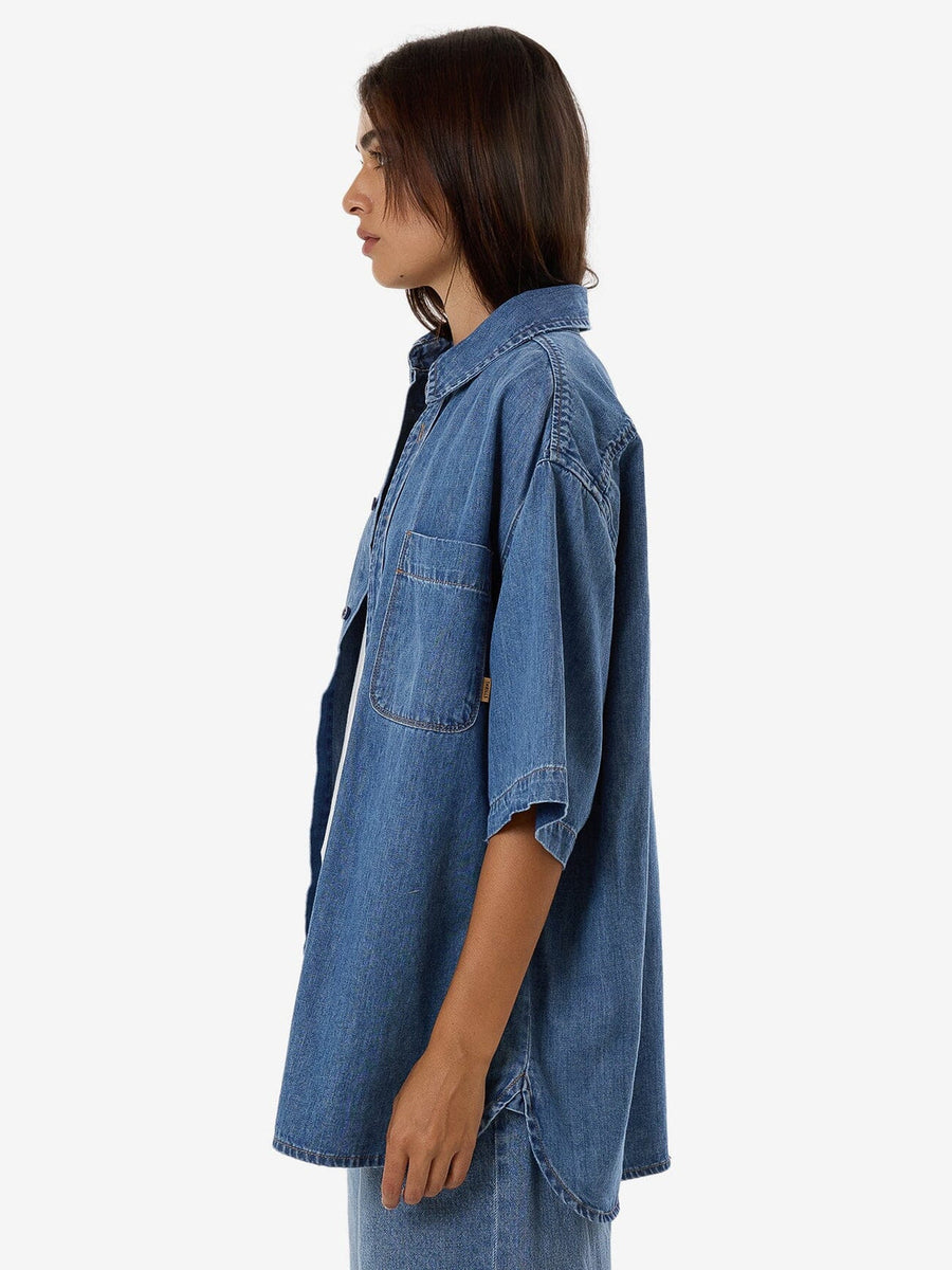 Thrills - Darian Denim Shirt in Dark Dust Blue