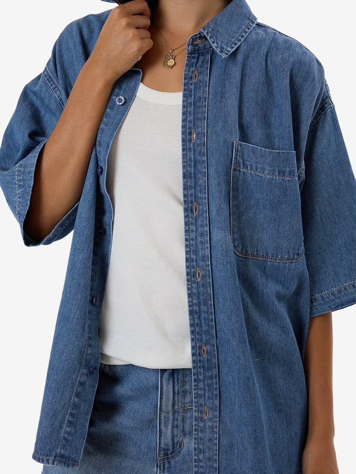 Thrills - Darian Denim Shirt in Dark Dust Blue