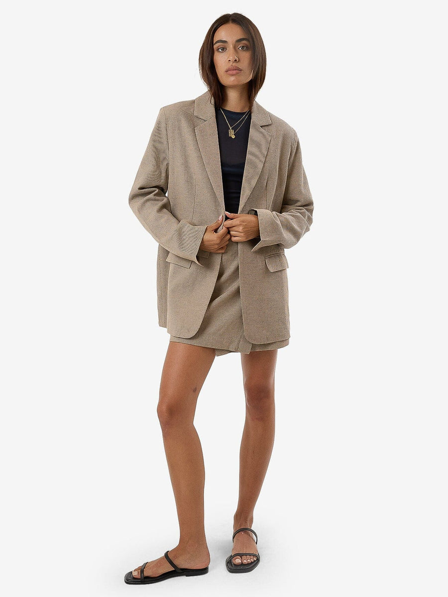 THRILLS - Marley Twill Suiting Skirt in Tan/Black