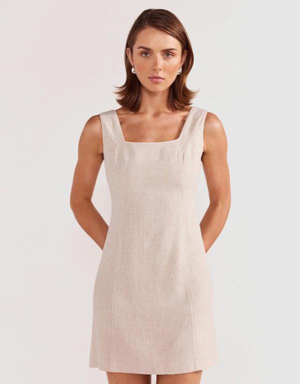 Staple the Label - Alba Mini Dress in Natural-Marle