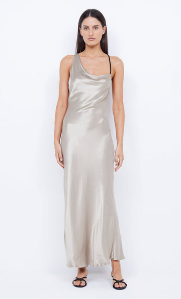 BEC + BRIDGE - Farah Cowl Maxi Dress in Oyster/Black